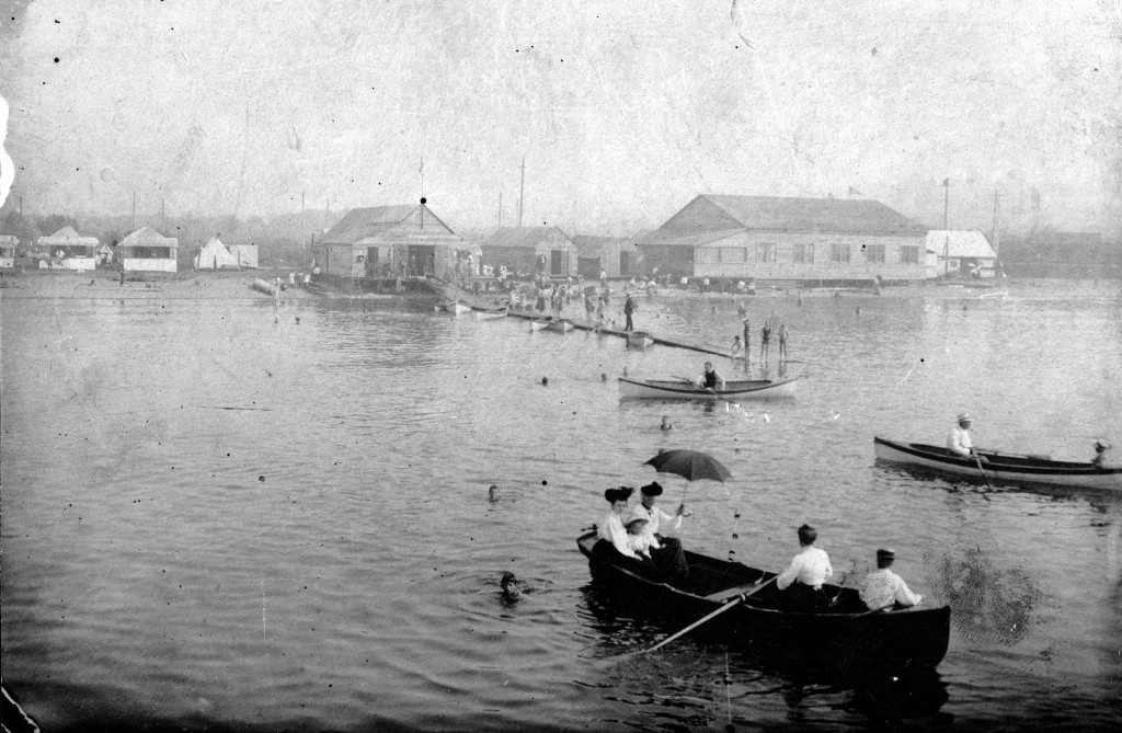 Water front view of buildings on Kitsilano Beach w/dance hall and boathouse 1905 Matthews, James Skitt, Major
