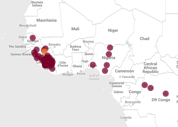 Ebola outbreak map
