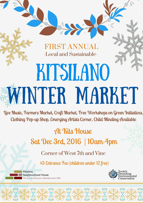 Kitsilano Winter Market Held Dec 3, 10-4, at the Neighbourhood House